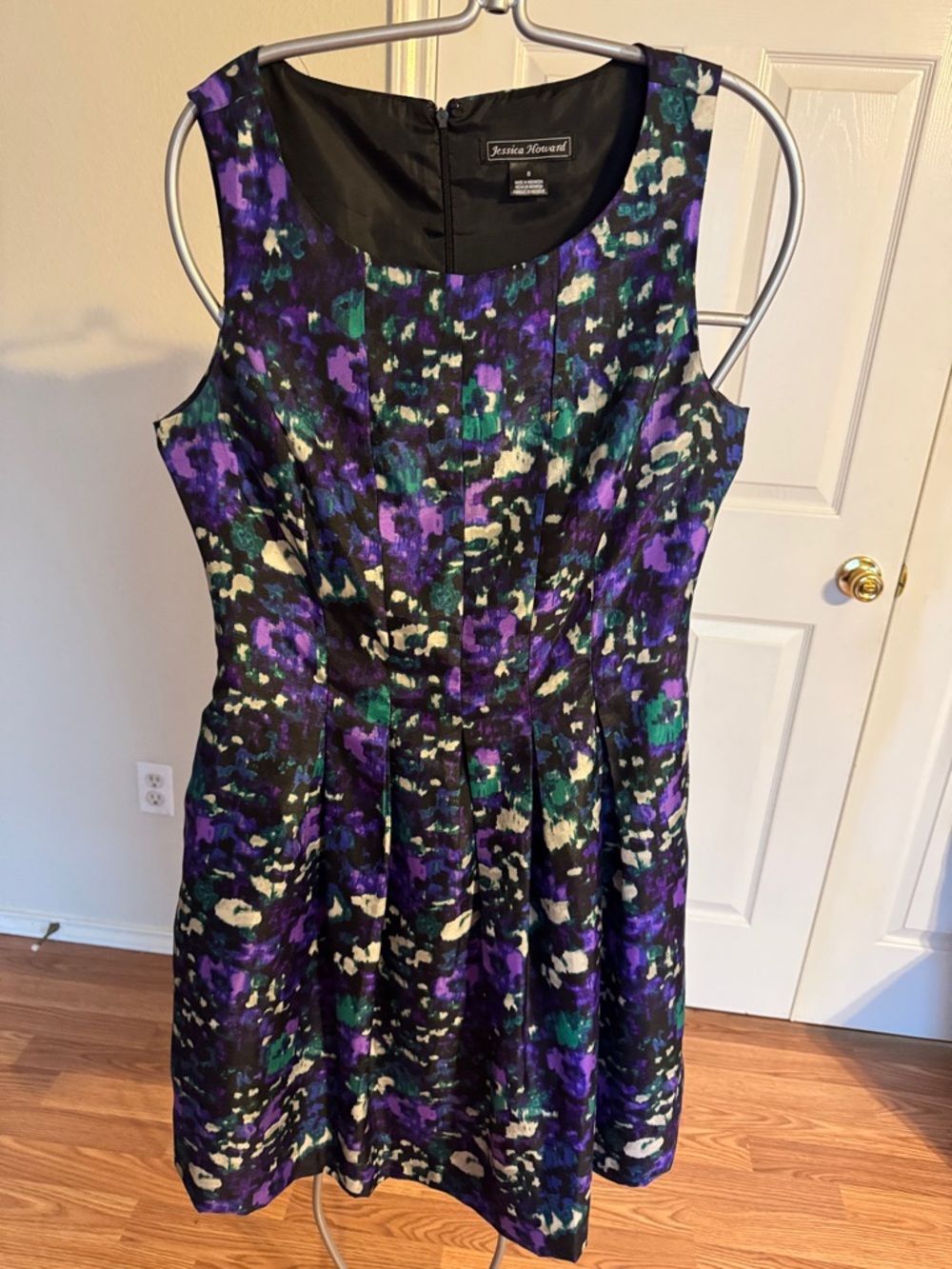 Jessica Howard Purple, Green & Black Floral Midi Dress